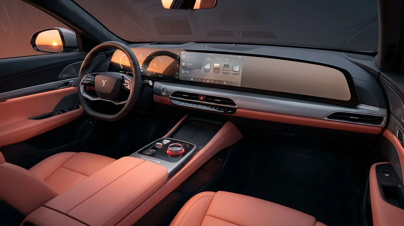 Luxury EV Interior Color Palettes: Ochre and Cerulean