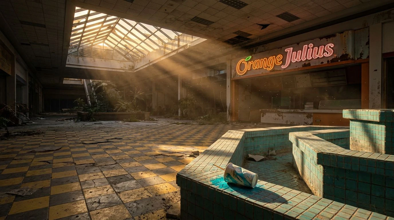 80s Retro Color Palettes: Abandoned Mall Design Trends