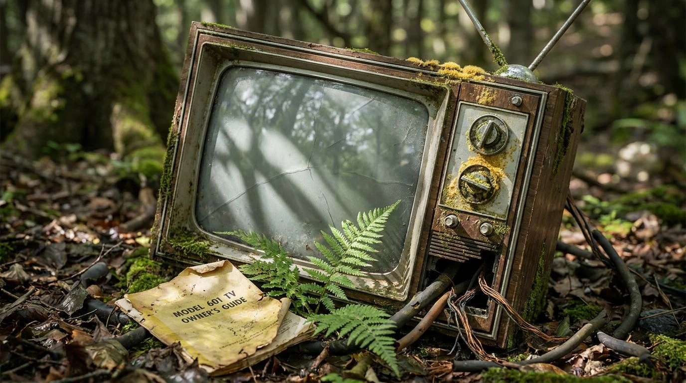 Retro TV Color Palettes: Nature Reclaiming Gray Tech
